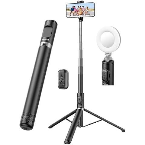 72" Cell Phone Selfie Stick Tripod, Aluminum Phone Tripod All-in-1 with Integrated Remote, Portable Extendable Smartphone Tripod Stand Lightweight Travel Tripod Compatible with iPhone 15/14/13/Android Cover