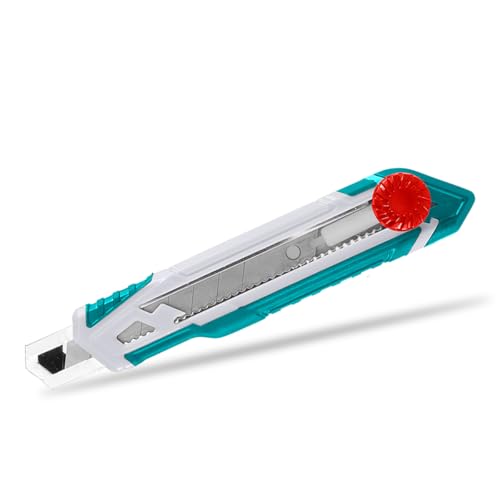 TOTAL - Cutter - Para Cuchillas de 18 x 100 mm - Cúter con Empuñadura Antideslizante - Botón de Fijación - Material: Plástico - Incluye 1 cuchilla - Medida: 173 mm