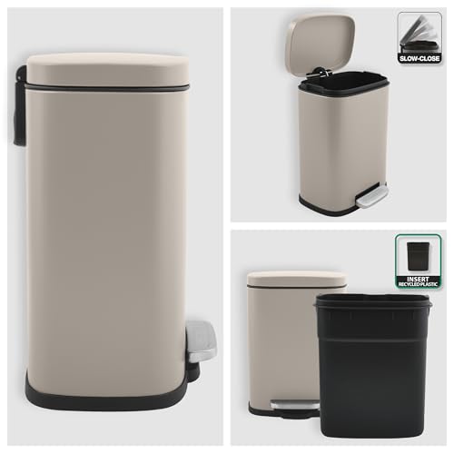Miniatura 5 de Spirella - Papelera De Baño Con Pedal Modelo Modelo Akira - Acero Inoxidable De Alta Gama - Cierre Silencioso Easy-Close - Fácil De Limpiar - Color Taupe Mate - 5l