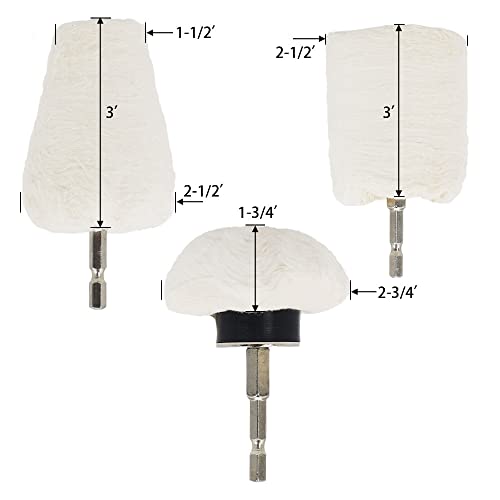 Scottchen Aluminum Polishing Wheel For Drill Chrome Rim Manifold Polishing Kit 3" X 1/4" Hex Shank Cone/Mushroom/Column - 3Pcs #TOP1