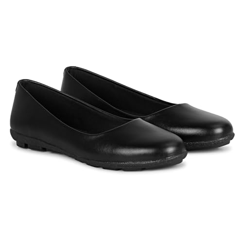 Image of DHANESHWAR Women's Ballet Flats Belly Shoes for Casual, Formal & Office Wear Ballerina | Comfortable Slip on Black Bellies for Women & Girls. 1 Pair