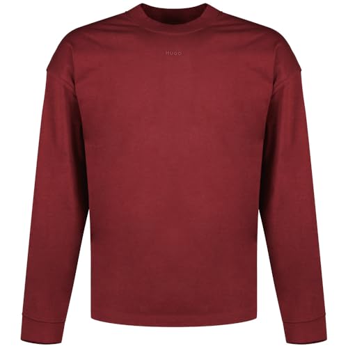 HUGO Men's Center Logo Mock Neck Long Sleeve Shirt