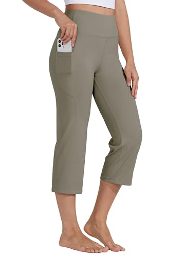 Willit Women's Yoga Capris Pants High Waist Leggings Crop Straight Leg Athletic Exercise Workout Capris 21"