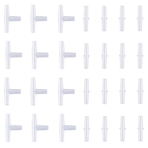 Image of Pawfly 40-Piece Aquarium Air Valve Connector White Plastic Inline Tubing, 3-Way T & Straight Aquarium Airline Tubing Connector