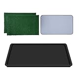 sxvbdway Dog Grass Pad with Tray, Grass Pad for Dogs Potty, Artificial Grass Potty, Rapid Drainage Indoor Dog Litter Box, False Grass Pads (2Pcs Artificial Grass, 1Pc Pee Pad, 1Pc Bottom Tray) 1Set