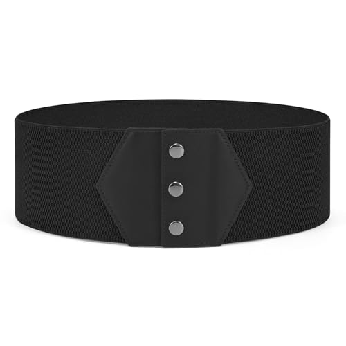 SUOSDEY Women Wide Elastic Belts for Dress Snap-Button Stretch Corset Belt Ladies Stretchy Waistband2
