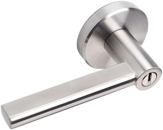 304 Stainless Steel Three-Pole Handle Lock Single Tongue Bathroom Door with Key 1Pcs(with Key)