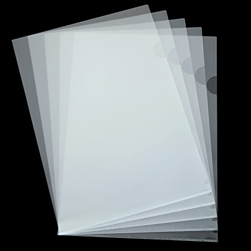 LOLYSIC 60Pcs A4 Clear Plastic Sleeves - Clear Cut Flush Folders Open Top & Side 180 Micron Thicken File Pockets A4 Plastic Wallets for School Office Paper File Reports Document Presentation