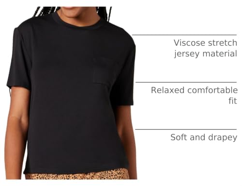 Amazon Essentials Womens Jersey Relaxed-Fit Short-Sleeve Crewneck Pocket T-Shirt, Pack of 2, Black/French Stripes, X-Small - image 4