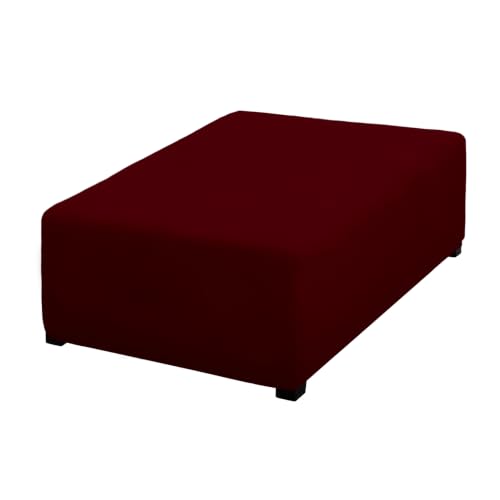 Image of PureFit Super Stretch Form Fit Ottoman Cover Rectangle - Ottoman Slipcovers for Foot Stool Cover & Folding Storage Slipcover for Living Room with Nonslip Elastic Bottom (Medium-L, Wine)