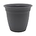 The HC Companies Eclipse Round Planter with Saucer - Outdoor & Indoor Plant Pot with Drainage Holes - Lightweight, UV-Resistant Plastic Pots for Plants, Flowers & Herbs (8" Warm Gray, Pack of 1)