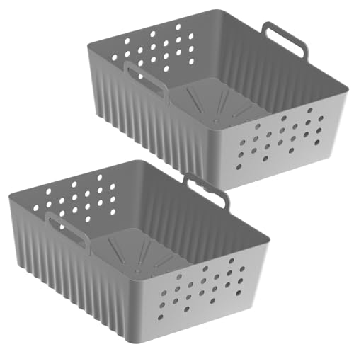 Hkfgdjdl Juego de 2 cestas de silicona para freidora, multifunción, herramienta de cocina de silicona para cocinar