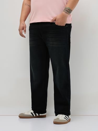 Image of Urbano Plus Men's Regular Fit Heavy Washed Denim Jeans Stretchable