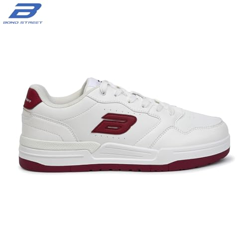 Image of Bond Street Men's White & Green Casual Sneakers | PU Upper Lace-Up Shoes for Men | Lightweight Footwear with Durable PVC Sole | Stylish & Comfortable Men's Fashion Sneakers