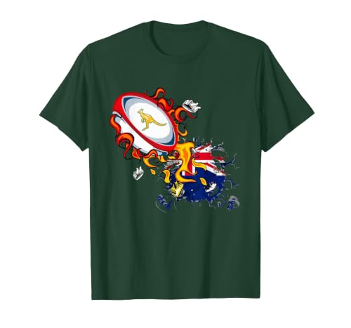 Australia Rugby, Wallabies Rugby Jersey, Australian Flag T-Shirt, Men, Dark Green, Medium