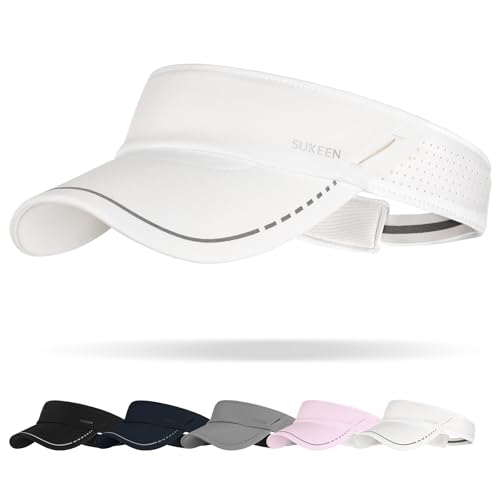 Image of Sukeen Sports Sun Visor for Men Women, Lightweight Adjustable Visor Hat, Reflective Running Tennis Golf Visor, Sunglass Slots