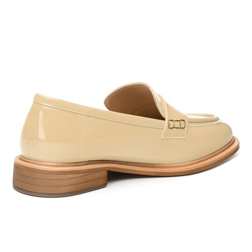 Image of JUSTDANNI Loafers for Women Slip On Shoes with Round Toe 1.2-Inch Low Chunky Block Heel Patent Comfortable Casual Dress Pump Shoes for Wedding Party Work Shopping Dating