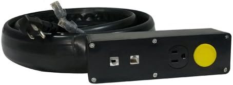 Electriduct Lay Flat Power and Data Extension Cord Duplex Receptacle with RJ45 Ethernet Cable Protector - Black - 15 Feet
