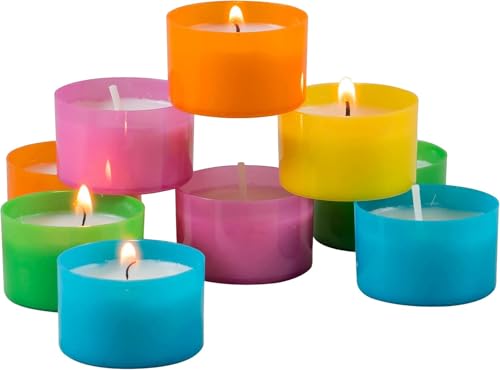 Image of Stonebriar 48 Pack Multicolor Unscented 6 to 7 Hour Long Burning Tea Light Candles