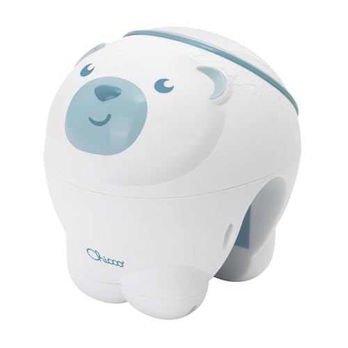 Chicco First Dreams Proiettore Orso Polare, Proiettore 2in1 da Culla e da Comodino, Luce Notturna per Bambini, Musica Classica Rilassante e Suoni Della Natura, Giochi Neonato, 0 Mesi +, Blu