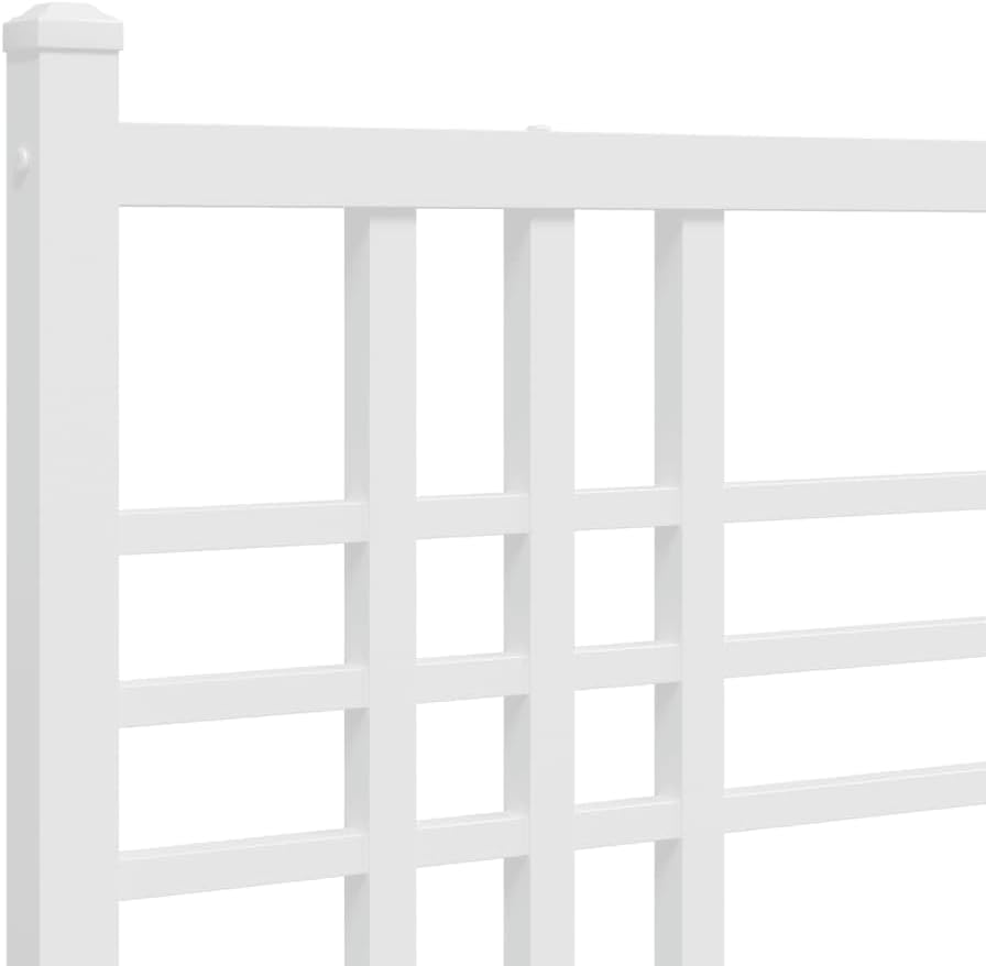 White Steel Double Bed Frame Sturdy Heavy-Duty Platform Foundation with slatted Mattress Support Rectangular Modern Minimalist Bedroom Furniture for Stable no-Box-Spring-Needed Easy-Assembly