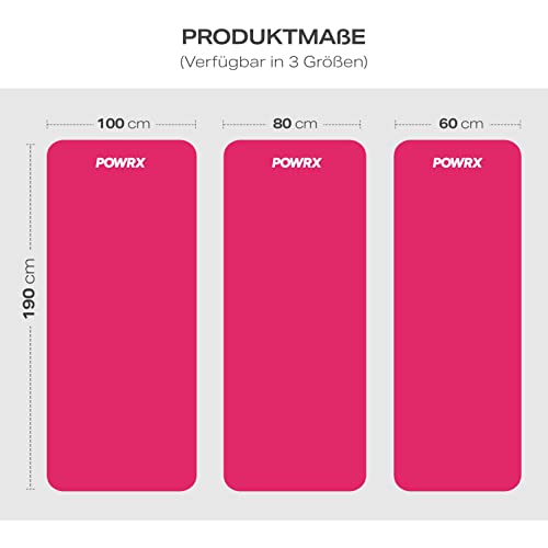 POWRX Gymnastikmatte I Yoga-Matte (Pink, 190 x 60 x 1.5 cm) inkl. Trageband + Tasche + GRATIS Übungsposter I Hautfreundliche Sportmatte Fitnessmatte rutschfest Phthalatfrei – Bild 3