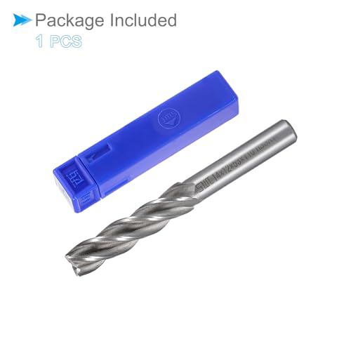 Image of 4-Flute Spiral End Mill Bits, 14mm Diameter 53mm Length, High Speed Steel Straight Milling Cutter with Storage Case- (Applications: for Plywood Hardwood Plastic),