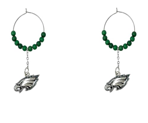aminco NFL Dangle Earrings, Small, Team Colors (Philadelphia Eagles Bead)
