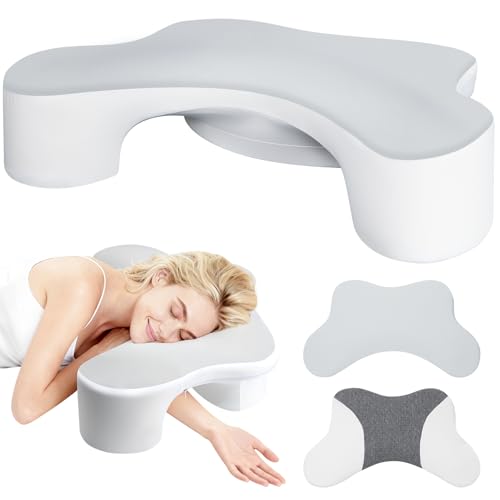 Wattne Side Sleeper Pillows with Arm Holes- Memory Foam Shoulder Pillow for Side Sleepers Neck Support & Rotator Cuff Pain Relief, 2PCS Pillowcase, Ergonomic Knee, Leg, Arm Pillow for Adults (Grey)