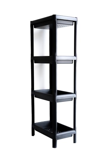 Ondis24 Badregal 38 x 23 x 100 (H) cm, Kunststoffregal, Steckregal, Badezimmerregal, Haushaltsregal schmal, 4 Böden (Anthrazit) (Anthrazit, 1 Stück)