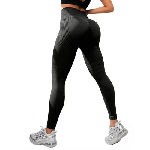 VOYOCUGE Anti Cellulite Compression 3D Leggings Women Butt Lifting Tummy Control with Resistance Bands Scrunch Yoga Workout Pants (X-Large, Black)