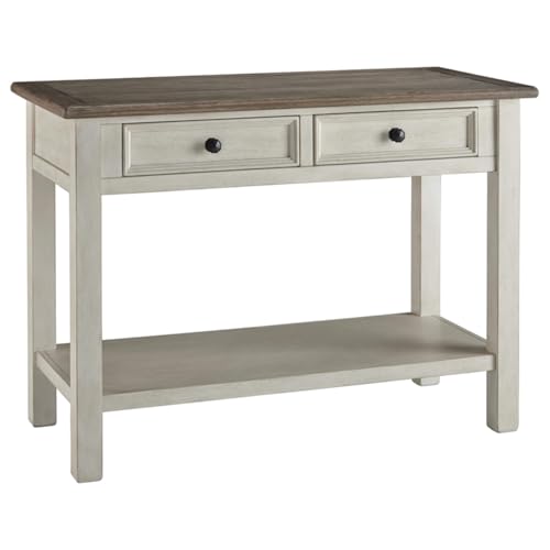 Signature Design by Ashley Bolanburg Farmhouse Rectangular Two Tone Sofa Table, Antique Cream
