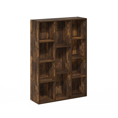 Image of Furinno LUDER Book Shelf, 11-Cube Bookshelf, Reversible Bookcase, 9.4 x 29.1 x 41.7, Easy Assembly, for Living Room, Bedroom, Home Office, Amber Pine