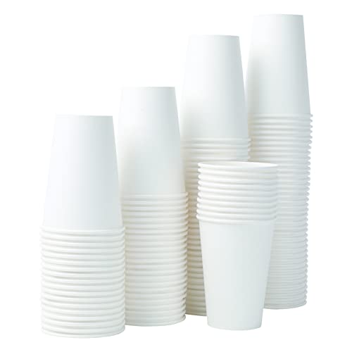 Disposable Coffee Cups 201 Count 12 Oz Paper Coffee Cups for Cold or Hot Drinking Paper Cups 12 Oz White Disposable Coffee Cups Leak-Free Food-Grade Disposable Cups for Office Party Picnic Travel