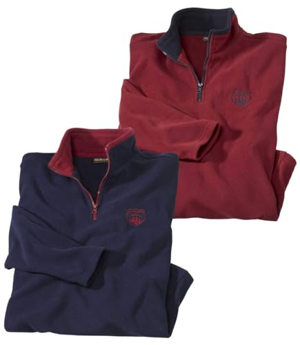 ATLAS FOR MEN 2er-Pack Pullover Mountain Passion aus Microfleece. Erhältlich in großen Größen von M bis 5XL. Dunkelblau, Bordeaux-Rot. Größe 4XL.