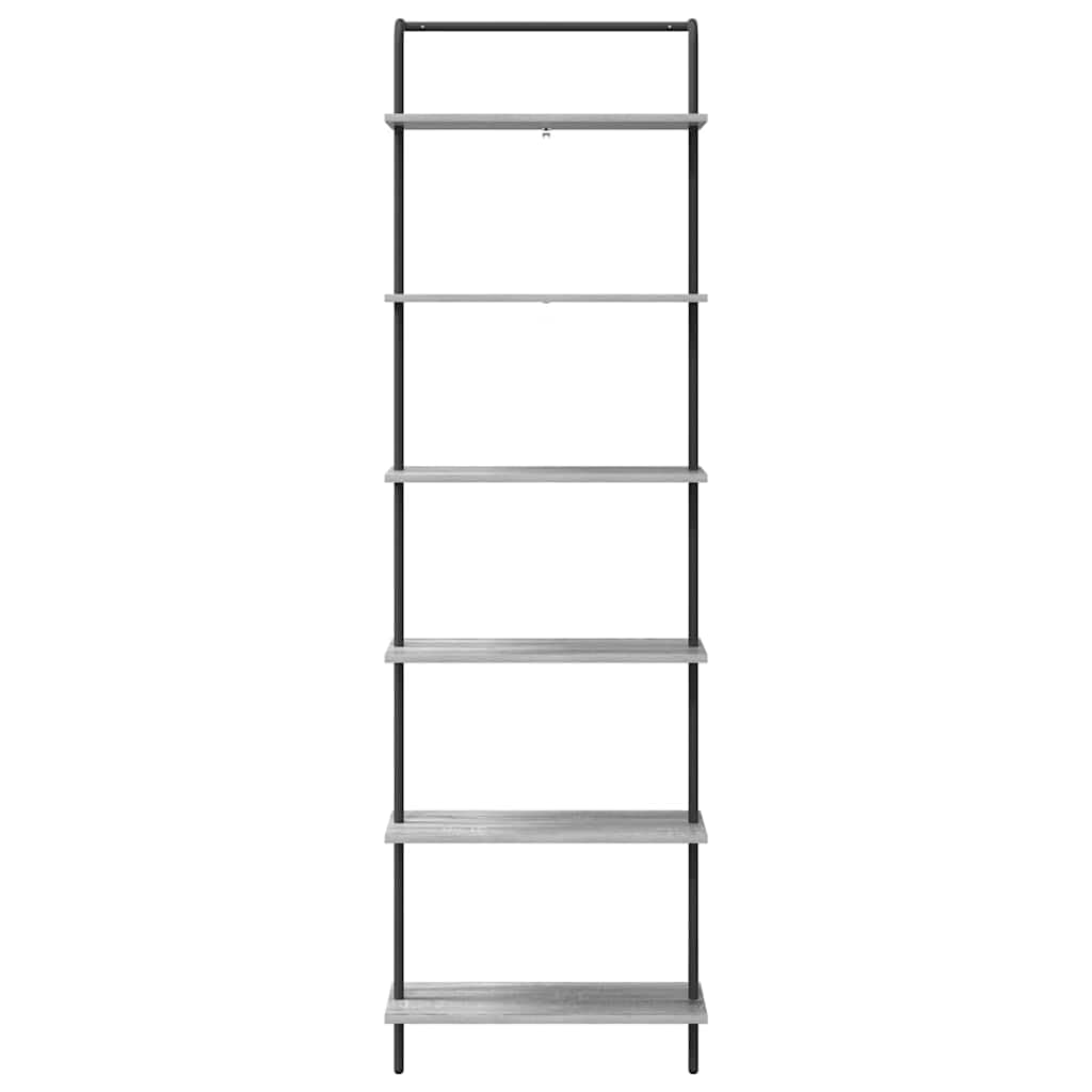 Estantería gris Sonoma 60 x 24 x 203 cm, material de madera, estantería de pie con mucho espacio de almacenamiento, estantería moderna para salón, oficina, dormitorio, montaje en pared