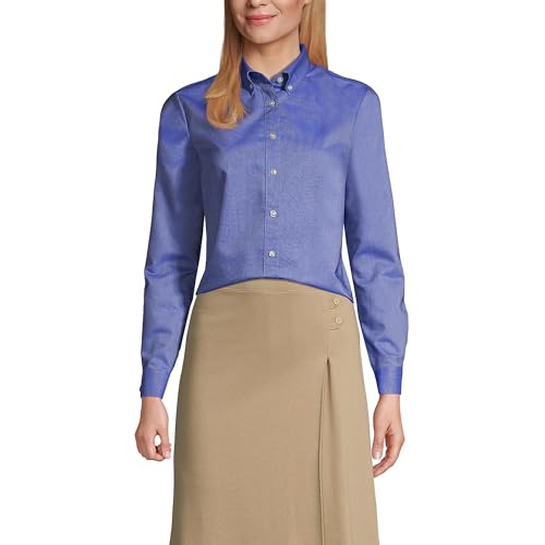 Lands' End Uniform Girls Long Sleeve Oxford French Blue Womens Regular 14