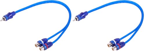 Image of Skar Audio 1-Male to 2-Female RCA Y-Adapter (12-inches) Interconnect Cable - SKARRCA-1M2F (Pack of 2)