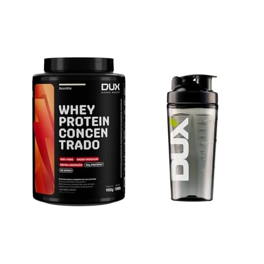 Whey Protein Concentrado Baunilha Pote 900g + Coqueteleira – Contribui para o Ganho Muscular Hipertrofia – Dux Human Health