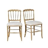Robin des bois   Napoleon III : Lot de 2 chaises en hévéa et Lin Beige