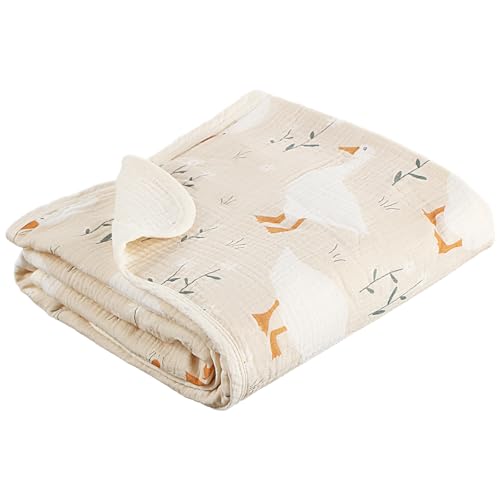 Image of Breling Silly Goose Muslin Baby Blankets for Girls Boys, 100% Cotton Crib Blanket for Infant Toddler, 40 x 36 Inch Soft and Lightweight Nursery Swaddling Wrap