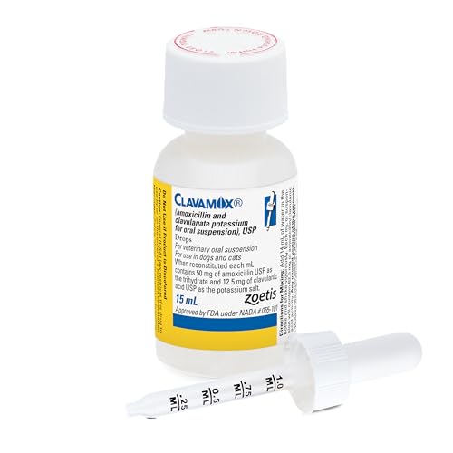 Clavamox (amoxicillin and clavulanate Potassium for Oral Suspension) Drops for Dogs & Cats 15 mL