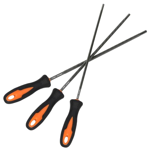 MORROWIND Chainsaw Sharpening File Set 3pcs Round Steel Chain Saw Files with Plastic Handle 5/32 3/16 7/32 Inch