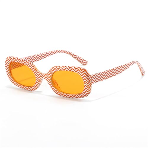 Lunettes de soleil femme LVTFCO rétro ovale anti UV style écaille vague orange