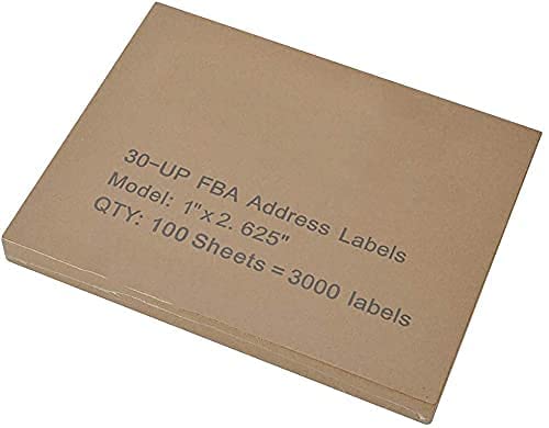 LabelMore Mailing Address Labels, 1" x 2-5/8", 30 up Labels for Laser or Inkjet Printable, 30-Up FBA Labels, 15000 Labels - 500 Sheets
