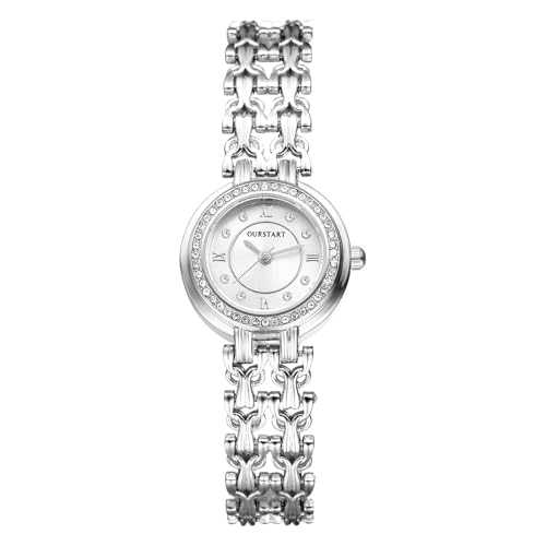 Montre analogique strass avec cadran rond et bracelet ajustable de haute précision quartz