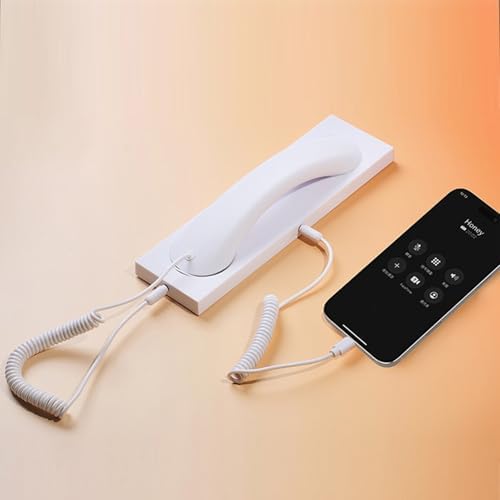 Decumeby Retro Phone Handset, Wired Plug in Handheld Phone Handset, Retro Connect to Cell with Microphone for 17 16 (White) - 3