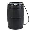 FCMP Outdoor 45 Gallon Heavy Duty Rain Water Catcher Barrel Container with Hose and Debris Screen for Outdoor Plants, Garden, and Landscapes (RC45-BLK) Black