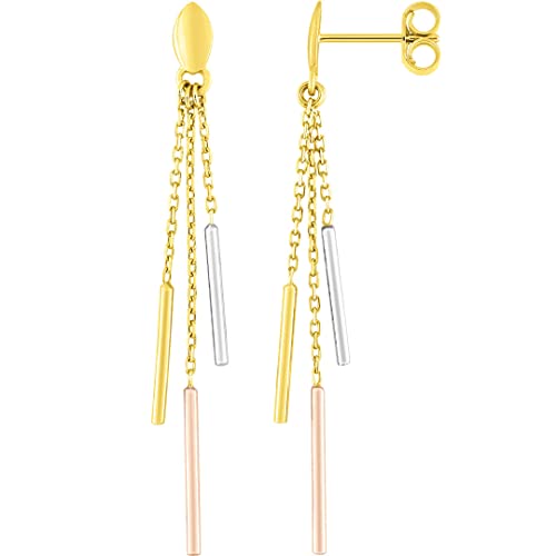Boucles d'oreilles 3 ors 18 carats pour femme d'une hauteur de 40 mm en or 750