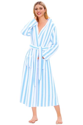 Image of Umeyda Girls & Women Fleece Hooded Robes, Soft Fuzzy Bathrobe Warm Plush Fluffy Bath Robe for Kids Womens